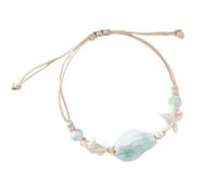Kalttoy Gioielli da spiaggia in ceramica stella pesce conchiglia perline cordino intrecciato catena da polso regolabile per donne ragazze regalo impilabile, Misura unica, come descritto