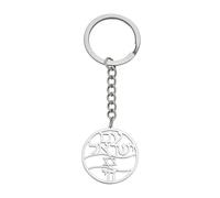 Kalttoy Portachiavi unisex in acciaio con ciondolo a forma di lettera ebraica, esagonale, stella di Davids e Chai, portachiavi per borsa, gioiello con stella a sei punte, Argento, Taglia unica