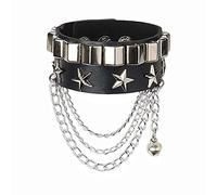 Kalttoy Punk Coppie Rivetto Snap Stella a cinque punte Non mainstream Rock PU Leather Chain Jewelry, As Picture Shows, Pelle sintetica