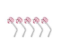Kalttoy Set di 5 eleganti piercing da naso e cerchio in lega, 20 g L, con scintillanti pietre di zirconia cubica, accessorio per uso quotidiano, decorazione per il naso giovanile, GGG, come descritto