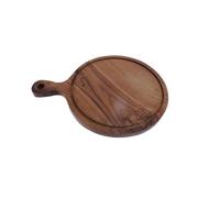Kalu creations Tagliere in legno Teak Professionale e Domestico, Tagliere Aperitivo Tondo con Manico, Tagliere Rotondo con Manico, Tagliere da cucina per Verdure, Salumi, Formaggi e carne - 30x40 cm