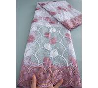 Kalume Tessuto di pizzo di maglia di seta di latte nigeriano Paillettes ricamate 5 metri Tessuto di pizzo africano 2025 di alta qualità per abito da sposa