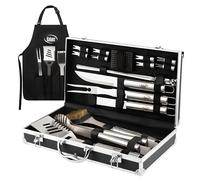 Kaluns Set per griglia, accessori professionali per barbecue, set da 21 pezzi, set per barbecue resistente, strumenti per barbecue in acciaio inossidabile