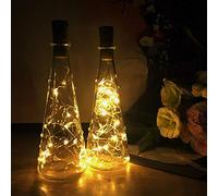 Kaluo - Luci da bottiglia con 30 LED di colore caldo, confezione da 10 pezzi, in filo di rame, funzionamento a batteria, per bottiglie di vino, per feste, matrimoni, decorazioni natalizie
