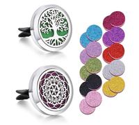 KALUROIL 2 PCS Diffusore di Oli Essenziali per Auto con 20 Feltrini Lavabili - Deodorante per Auto in Acciaio Inossidabile - Aromaterapia per Auto, Casa e Ufficio