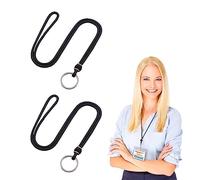 KALUROIL 2PCS Cordino - Nero Intrecciato in Poliestere con Moschettone - Ideale per Eventi, Conferenze e Fiere