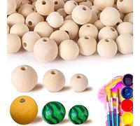 KALUROIL 300 PCS Kit per lavorazione perline - legno naturale ovali e rotonde con grandi fori non finiti per macramè, artigianato fai da te, gioielli e decorazioni per la casa