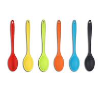 KALUROIL 6 PCS Cucchiaio Silicone Cucina- Cucchiai in Silicone da Cucina, Resistenti al Calore, Colori Vivaci, Design Professionale, Ideali per Mescolare e Cucinare