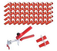 KALUROIL 701 PCS Sistema di livellamento piastrelle con, 600 distanziatori da 2 mm, 100 cunei riutilizzabili e 1 pinza per piastrelle - Facile e veloce posa pavimenti e pareti