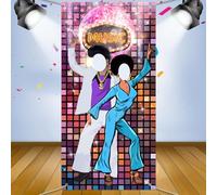 KALUROIL anni 70 forniture per decorazioni per feste in discoteca, Ballo Banner Porta Foto, sfondo fotografico retrò per decorazioni per feste a tema anni 90 feste in discoteca (35 * 71 in)