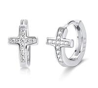KALVICA Orecchini a Cerchio Piccoli in Argento Sterling 925 per Donna Orecchini Croce Cerchio Argento Con AAA Cubic Zirconia Cartilagine Ipoallergenica Diametro: 9 mm
