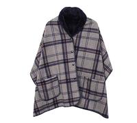 KALWAX Poncho in pile da donna Plaid scialle in pile mantello caldo invernale con bottone e tasca, portatile Shawl coperta plaid a quadri per letto, divani, viaggi (C)