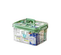 KALWEL, Contenitore per medicinali, trasparente, grande capacità, organizer per medicinali, doppio organizer con manico, organizer per medicinali per casa, dormitorio, (23,6 cm di lunghezza x 17,8 cm
