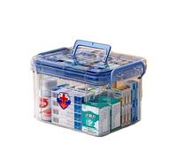 KALWEL, Contenitore per medicinali, trasparente, grande capacità, organizer per medicinali, doppio organizer con manico, organizer per medicinali per casa, dormitorio, (23,6 cm di lunghezza x 17,8 cm