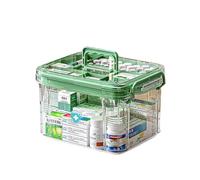 KALWEL, Contenitore per medicinali, trasparente, grande capacità, organizer per medicinali, doppio organizer con manico, organizer per medicinali per casa, dormitorio, (31 cm di lunghezza x 23 cm di