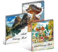 Kalysky 3 libri da colorare per adulti, 60 modelli di paesaggio unici, libro da colorare di alto livello per artisti