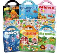 Kalysky 6 libri adesivi gonfi per bambini 2 3 4, 300+ adesivi 3D riutilizzabili libri per bambini, ragazzi e ragazze, giocattoli educativi, regali di compleanno