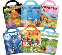 Kalysky 6 libri adesivi gonfi per bambini 2 3 4, 300+ adesivi 3D riutilizzabili libri per bambini, ragazzi e ragazze, giocattoli educativi, regali di compleanno