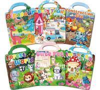 Kalysky 6 libri adesivi riutilizzabili, 250+ adesivi 3D per bambini 2-4, Nuovo tema-città, animali domestici, costruzioni, libri di attività adesivi, giocattoli educativi, regali di compleanno