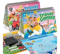 Kalysky Confezione da 2 giochi di attività riutilizzabili per bambini di 4-8 anni, 8-12 anni, giochi da viaggio con 58 diversi giochi, 1-2 giocatori, giocattolo e strumento educativo per Roadtrip-Airp