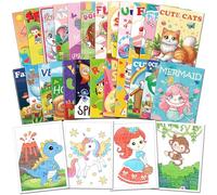 Kalysky Confezione da 24 mini libri da colorare per bambini dai 4 agli 8 anni (17,8 x 13 cm), bomboniere da colorare per bambini da 1 a 3, 288 illustrazioni diverse, sacchetti di compleanno per