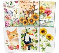 Kalysky Set da 3 Libri da Colorare ad Acquerello per Adulti, A4 Libro di Pittura ad Acquerello per Principianti, Carta 160GSM, Temi Fiore, Animale, Vaso