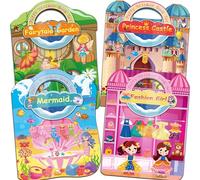 Kalysky Set di 4 vestirsi libri adesivi per ragazze, 220+ 3D adesivi per bambini dai 2 ai 8 anni, stickers bambini attacca stacca, DIY regalo per ragazze