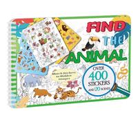 Kalysky Trova Animale Libri Adesivi Bambini, Abbinare l'animale e Colorare | Libro Adesivi a Spirale con 20 Scene, Unisce Colorare e da Cercare,Libro di Attività con 400+ Adesivi per Bambini in Viaggio