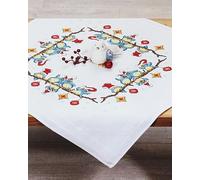 KAMACA Kit da ricamo a punto croce predisegnato in cotone completo con ricamo kit da ricamo fai da te per adulti (divertente Natale - Uccelli MD 80 x 80 cm)