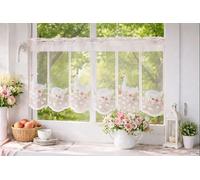 KAMACA Panneaux - Tendina da cucina con motivi spruzzati a mano, larghezza accorciabile, trasparente, da cucina, (altezza x larghezza 50 x 90 cm, oche - marcia)