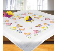 KAMACA Set da ricamo a punto croce, con animali, prestampati, con filo da ricamo e istruzioni per ricamo fai da te, per adulti (farfalle, giardino MD 80 x 80 cm)