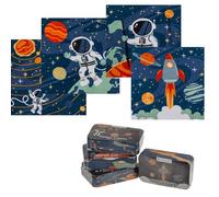 KAMACA Set di 4 asciugamani magici in cotone per bambini, asciugamano magico, idea regalo di compleanno per bambini, regalo di viaggio (set da 4 pezzi, astronauta)