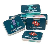 KAMACA Set di 6 asciugamani magici in cotone per bambini, asciugamano magico, idea regalo di compleanno per bambini, regalo di viaggio (set da 6 animali marini)