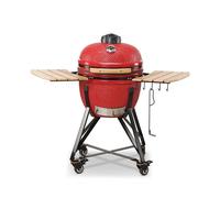 KAMADO BONO - Barbecue Professionale Kamado Bono Media in Ceramica con Supporto da Pavimento con Ruote, Barbecue a Carbonella, Fino a 10 Persone, Diametro 52 cm, Colore Rosso