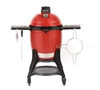 Kamado Joe® Classic Joe™ III - Griglia a carbonella, 45,7 cm, colore: Rosso con carrello, ripiani laterali, pinza per griglia e utensile per la cenere