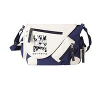 Kamado Tanjiro Borsa a tracolla con stampe di personaggi anime, Kochou Shinobu/Tomioka Giyuu, borsa messenger in tela casual per ragazzi e ragazze, Tipo18., 32*11*26cm