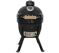 KAMADOBONO - Barbecue Professionale Kamado Bono Picnic in Ceramica con Supporto da Pavimento, Barbecue Portatile a Carbonella, Fino a 3 Persone, Diametro 32 cm, Colore Nero