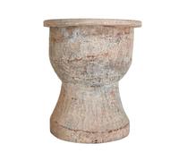 Kamal Art And Craft Sgabello in legno stile mortaio Ukhali vintage indiano - Tavolo bajot rustico fatto a mano - Decorazione Boho per soggiorno, patio o meditazione - Mobili etnici per la casa