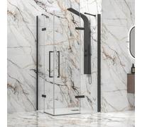 KAMALU - Box doccia 100x100 nero opaco doppio battente | KT1000N