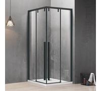 KAMALU - Box doccia 100x120 telaio nero angolare vetro 8mm | KSA1000B