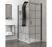 KAMALU - Box doccia 100x80 colore nero. Porta da 80cm modello NICO-3500
