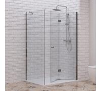 Box doccia 70x70 apertura soffietto e lato fisso colore nero | ks7000n - kamalu