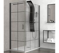 KAMALU - Box doccia 120x80 colore nero. Porta da 80cm fisso da 120cm NICO-3500