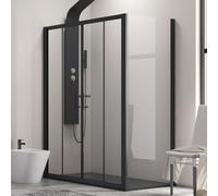KAMALU - Box doccia 160x90 angolare doppio scorrevole colore nero KFN6000S