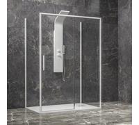 KAMALU - Box doccia 3 lati 75x120x75 scorrevole telaio bianco | KLA-4000N