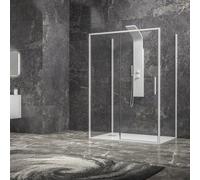 KAMALU - Box doccia 3 lati 75x130x75 scorrevole telaio bianco | KLA-4000N