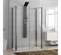 KAMALU - Box doccia 3 lati 80x100x80 apertura doppio battente modello K3-SALOON