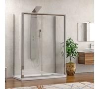 KAMALU - Box doccia 3 lati 80x100x80 apertura scorrevole vetro trasparente K410NS