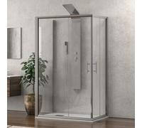 KAMALU - Box doccia 3 lati 80x130x80 doppio scorrevole anticalcare KF1000