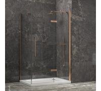 KAMALU - Box doccia 70x120 telaio colore rame porta battente laterale fisso 70cm | KT5000RG